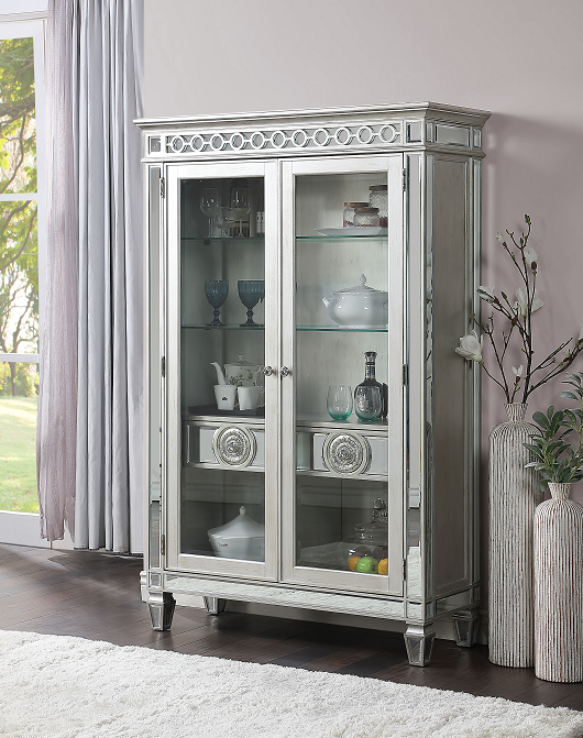 Varian Mirrored & Antique Platinum Curio - Luxury Home Furniture (MI)