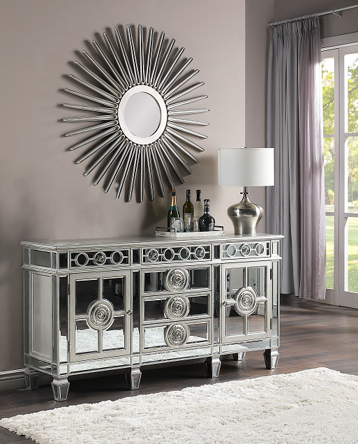 Varian Mirrored & Antique Platinum Server - Luxury Home Furniture (MI)