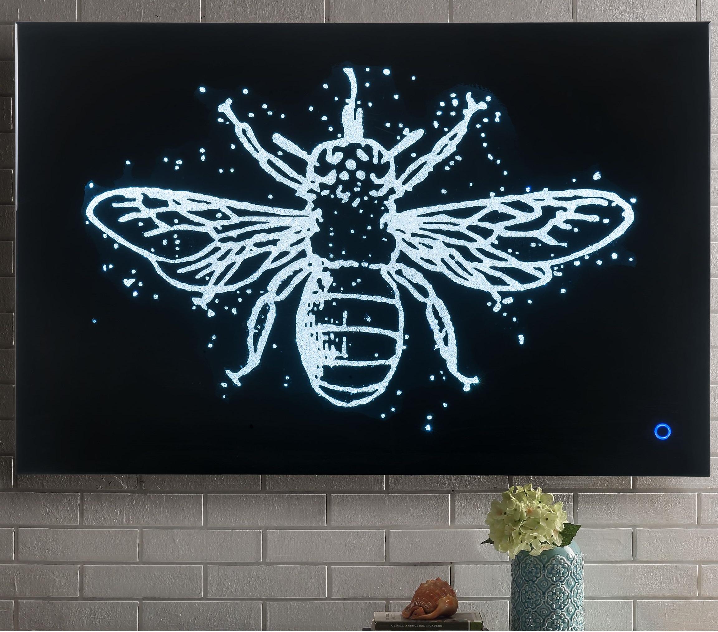 Vedris Smoky Glass & Faux Crystal Wall Art (LED) - Luxury Home Furniture (MI)