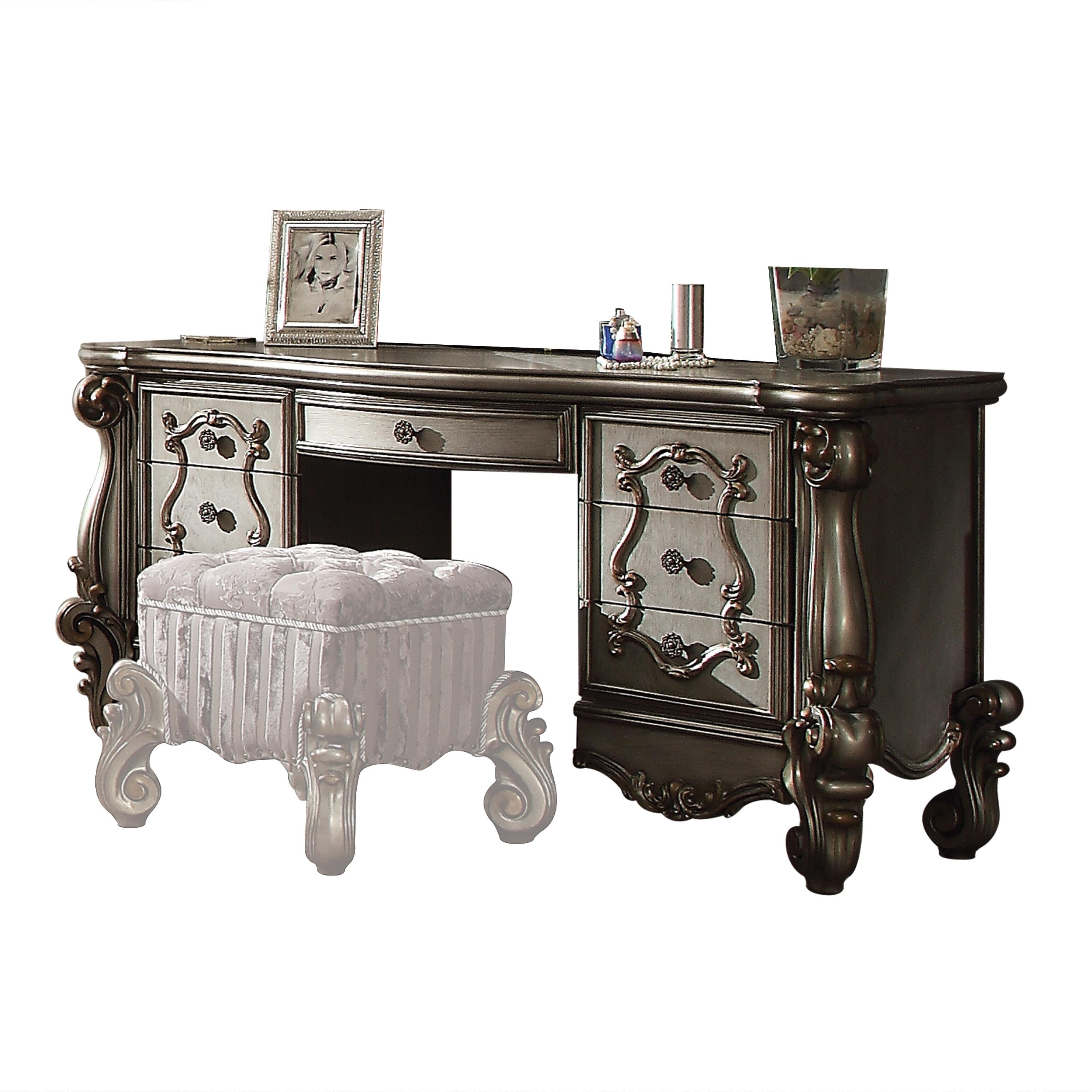 Versailles Antique Platinum Vanity Desk - Luxury Home Furniture (MI)