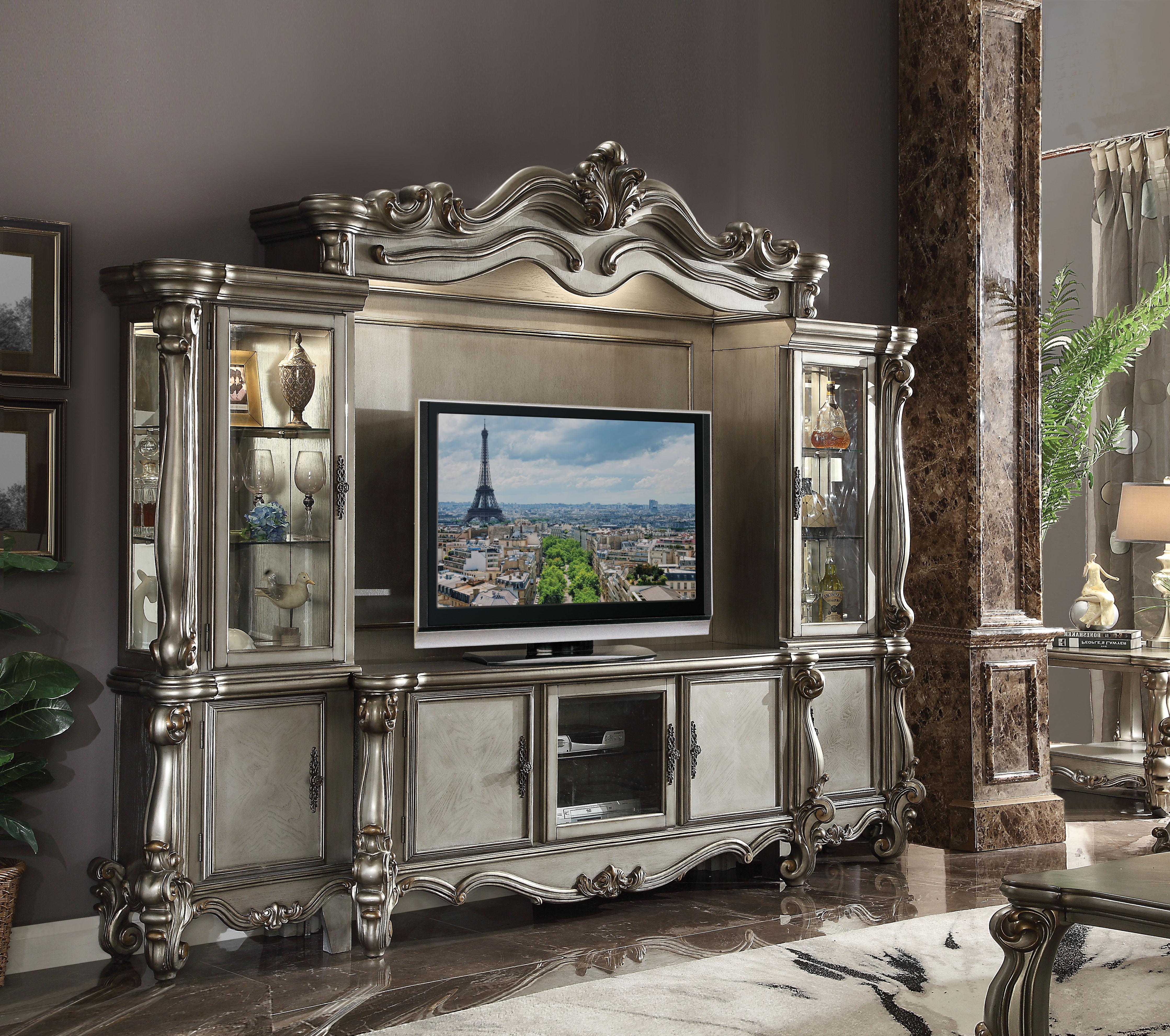 Versailles Antique Platinum TV Stand - Luxury Home Furniture (MI)