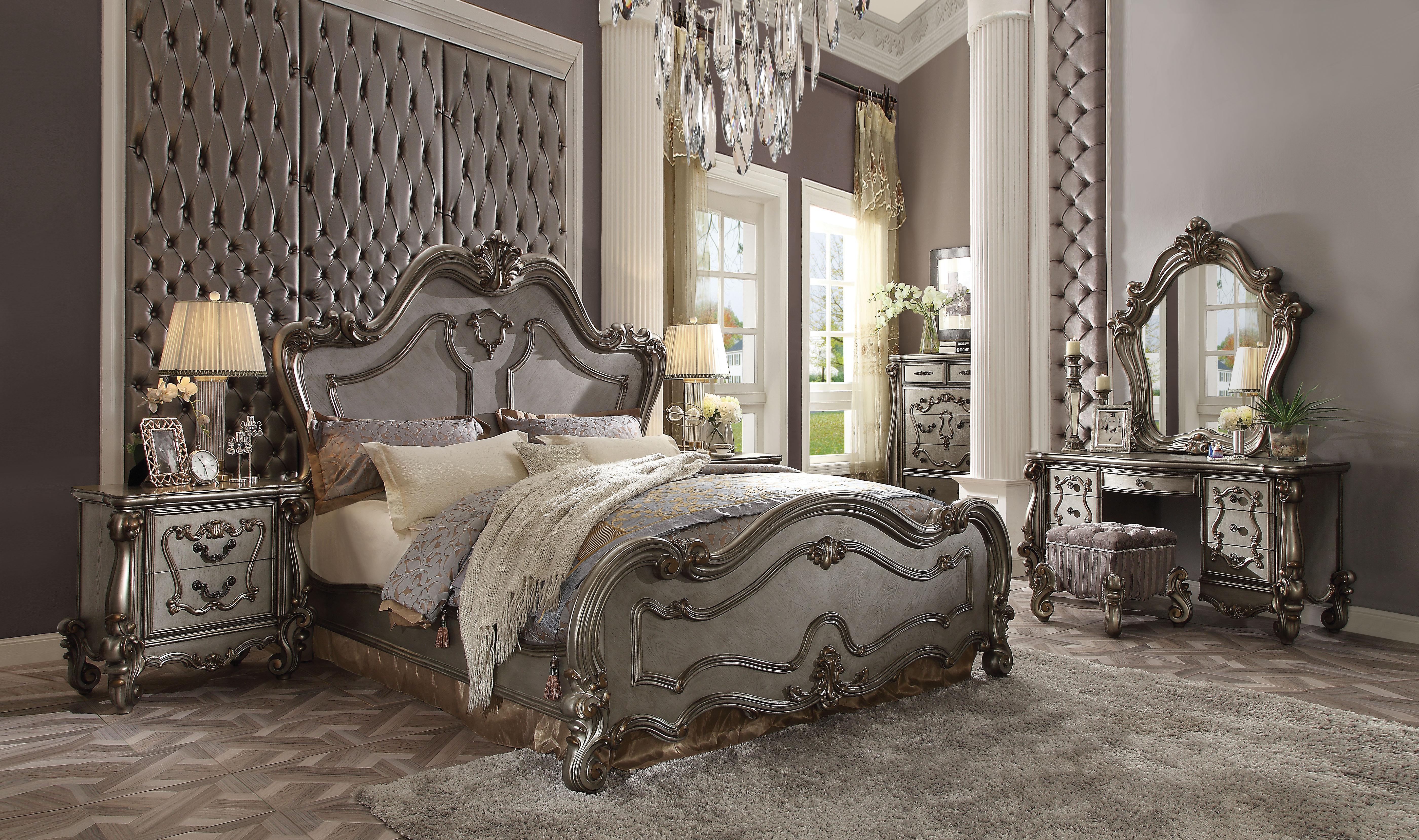 Versailles Antique Platinum Queen Bed - Luxury Home Furniture (MI)
