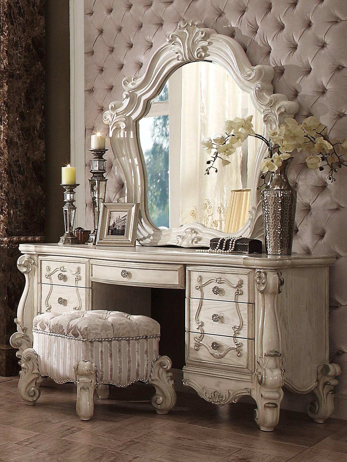 Versailles Bone White Vanity Desk - Luxury Home Furniture (MI)