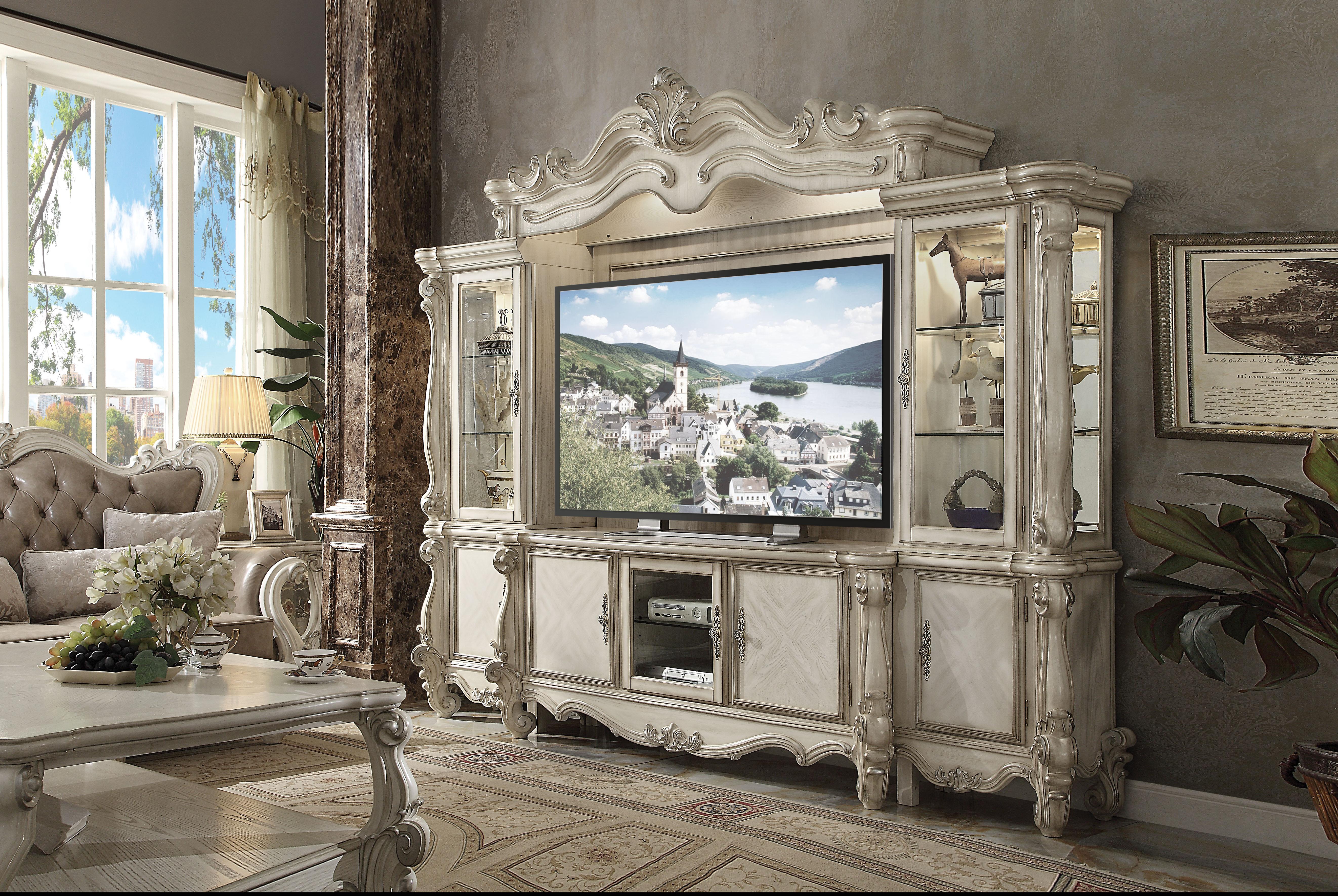 Versailles Bone White Entertainment Center (Side Piers & Bridge) - Luxury Home Furniture (MI)