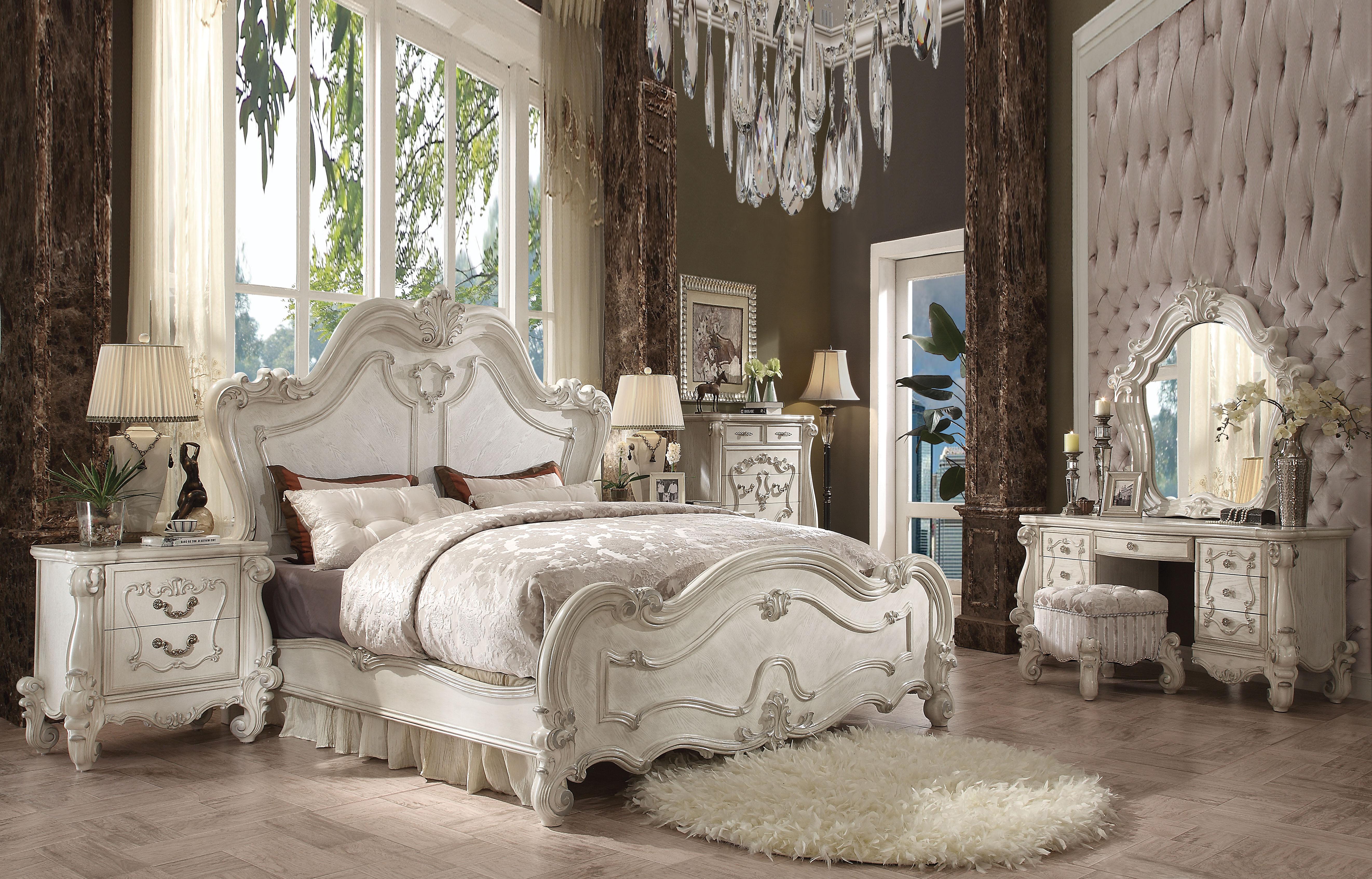 Versailles Bone White Queen Bed - Luxury Home Furniture (MI)