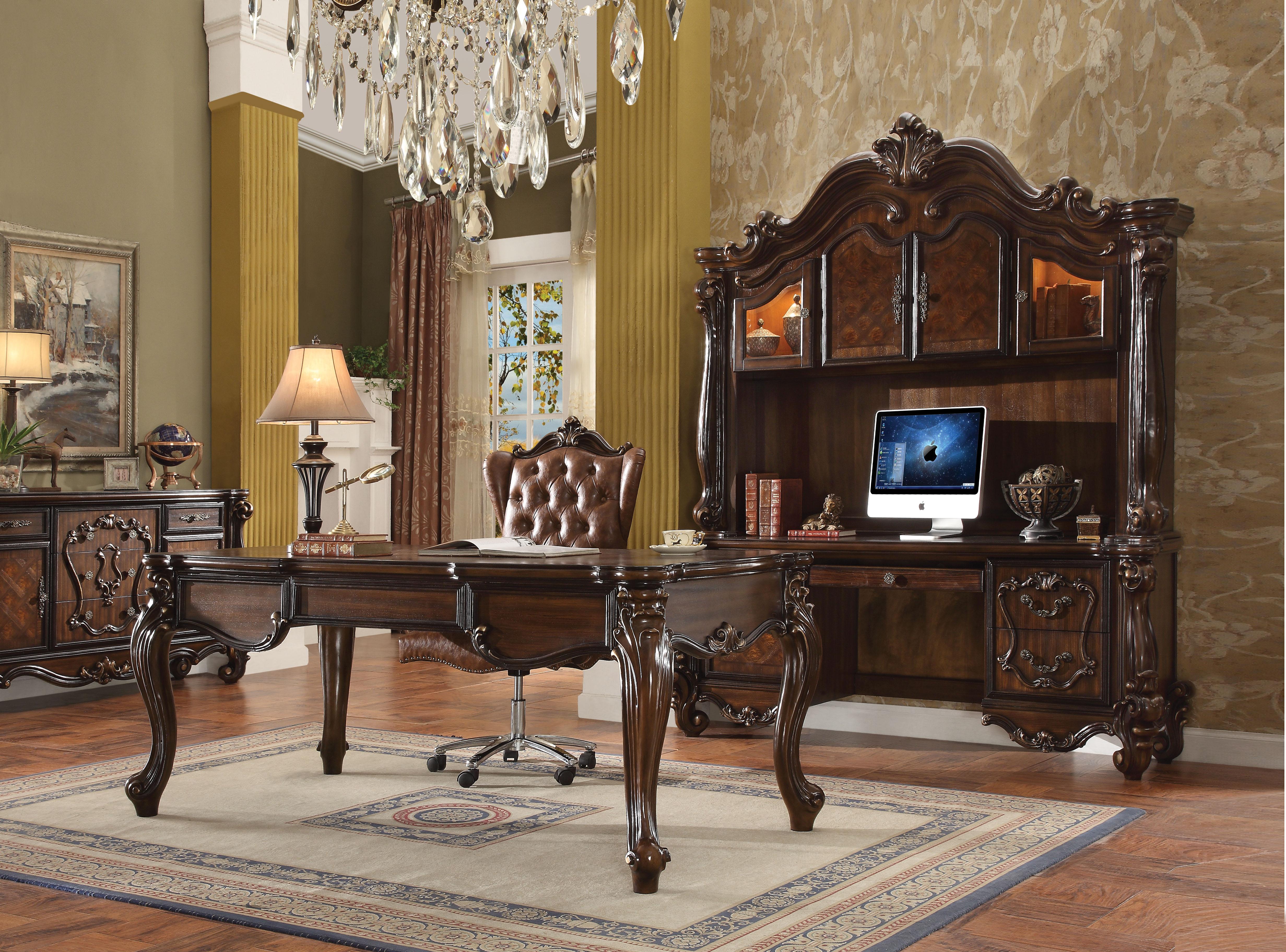 Versailles Cherry Oak Computer Desk & Hutch - Luxury Home Furniture (MI)