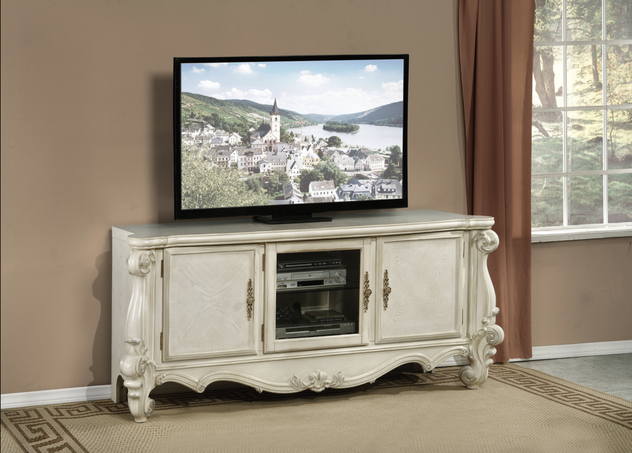 Versailles Bone White TV Stand - Luxury Home Furniture (MI)