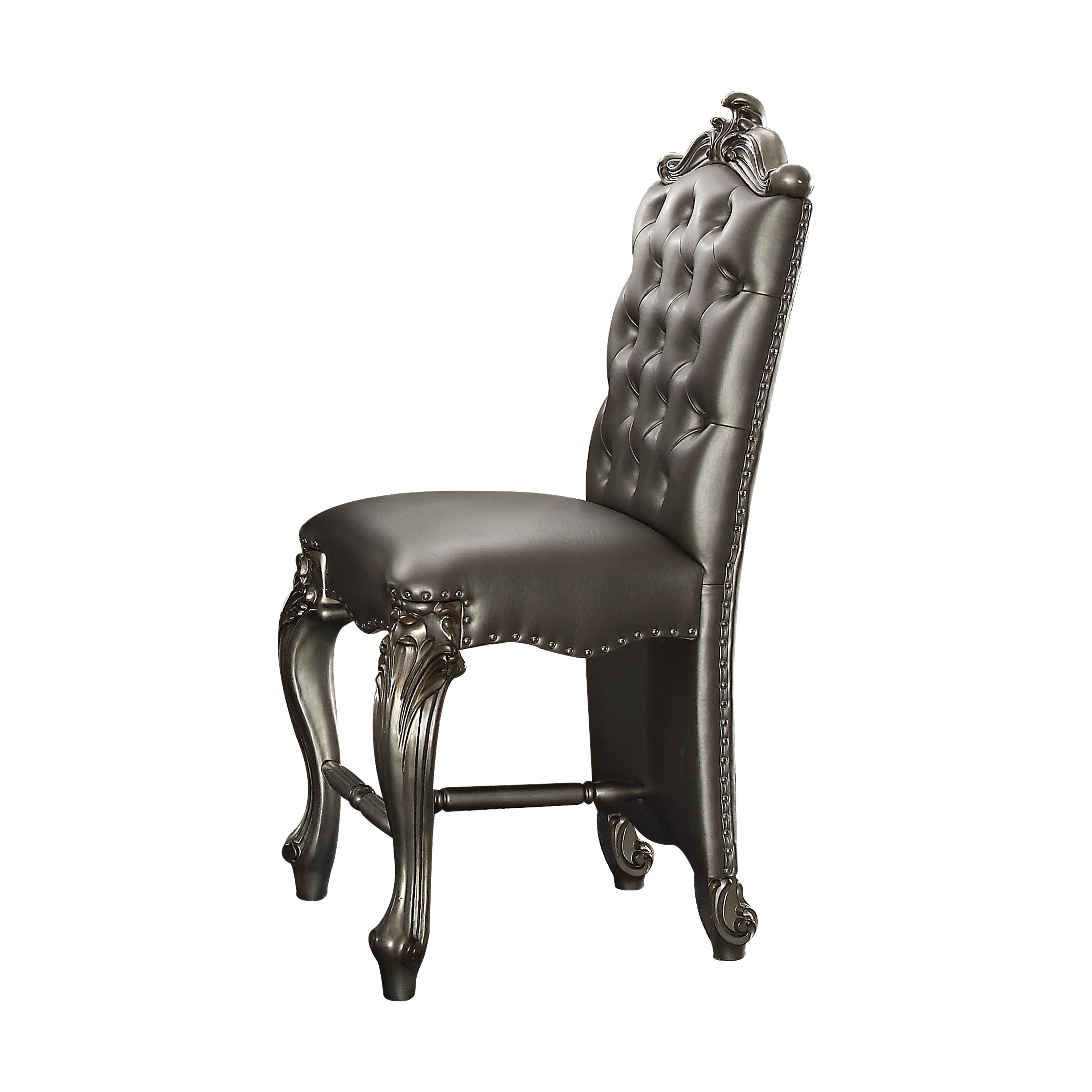Versailles Silver PU & Antique Platinum Counter Height Chair - Luxury Home Furniture (MI)