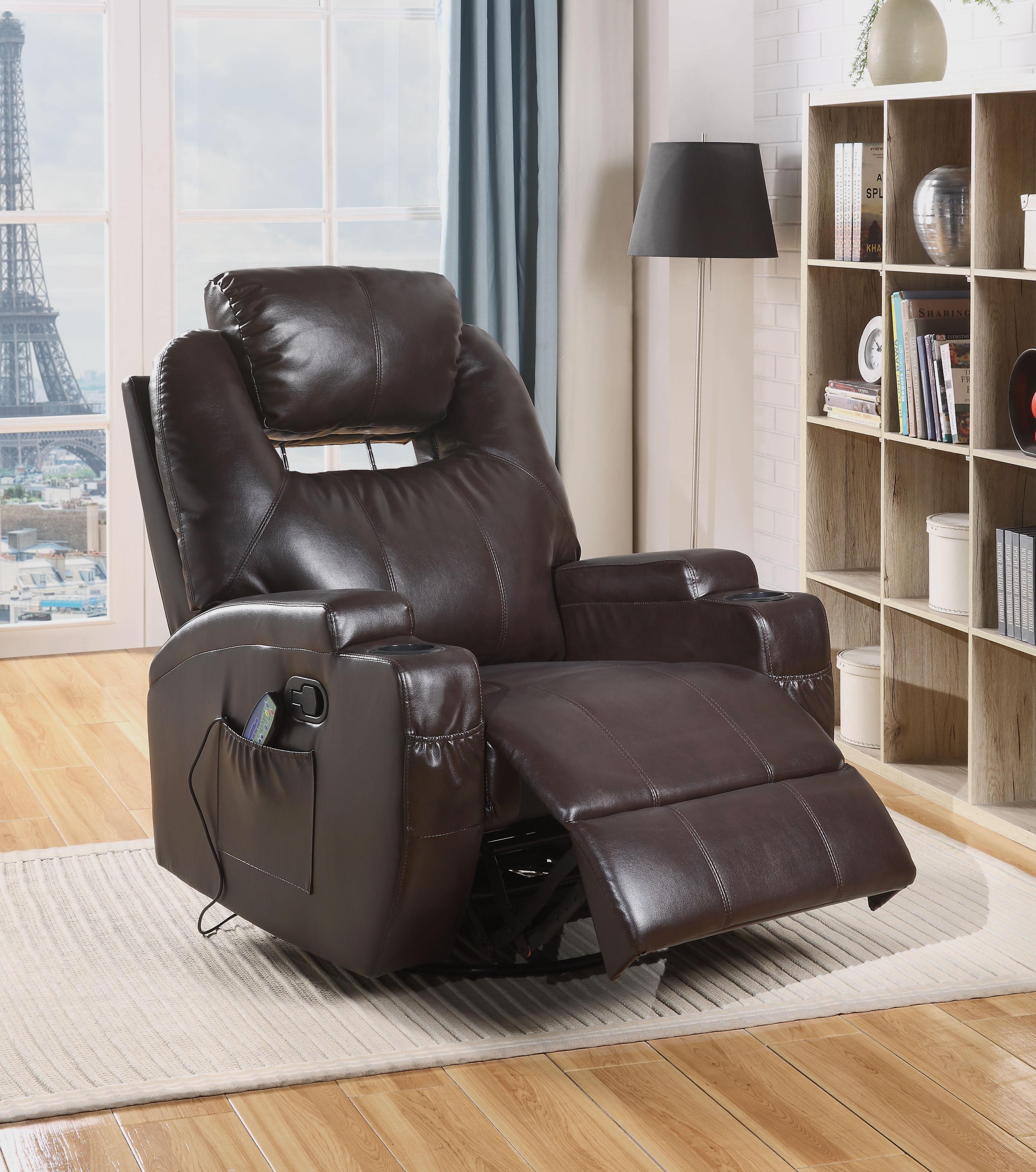 Waterlily Brown PU Rocker Recliner (Motion) - Luxury Home Furniture (MI)