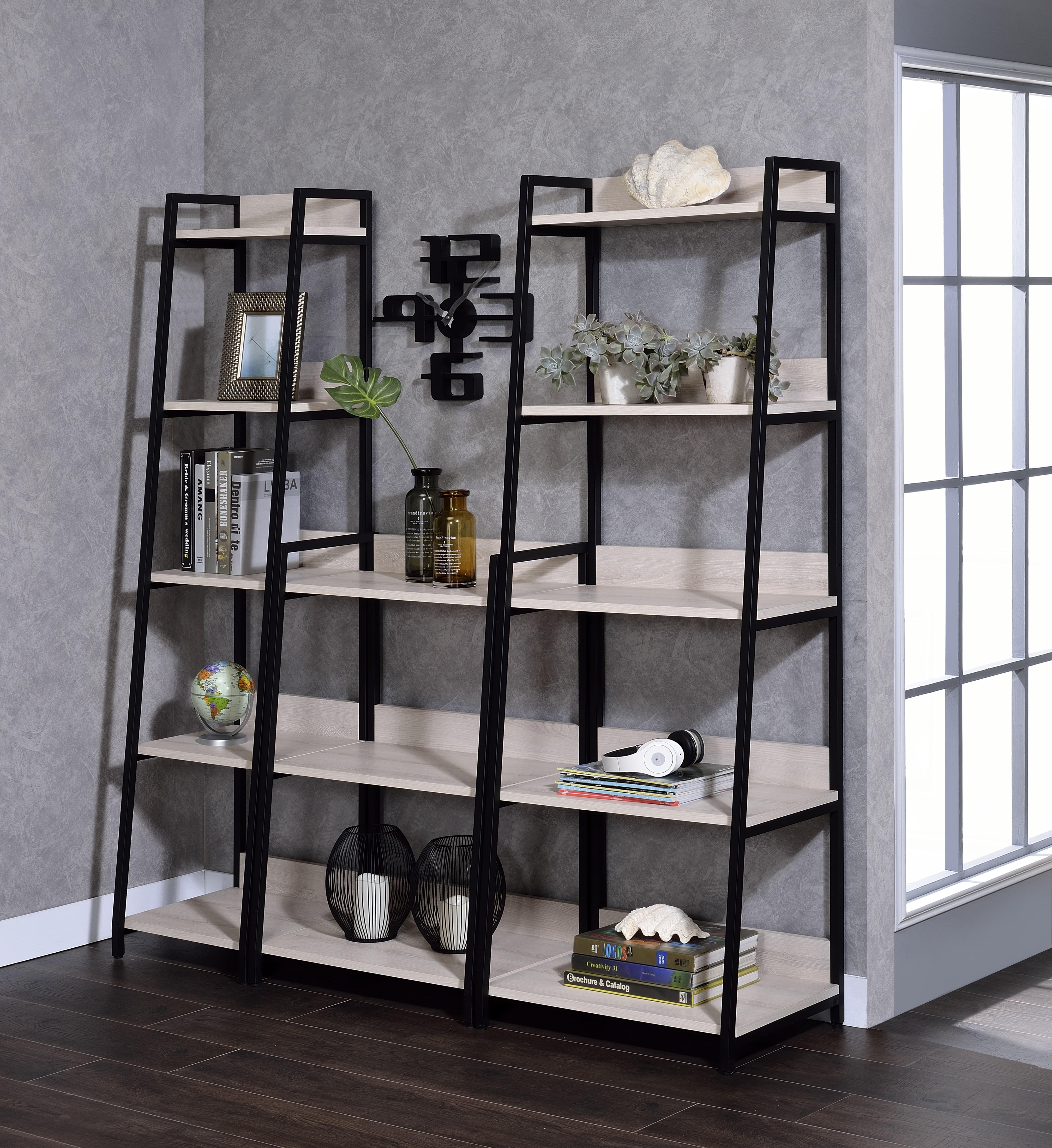 Wendral Natural & Black Bookshelf (5-Tier, 16"L) - Luxury Home Furniture (MI)