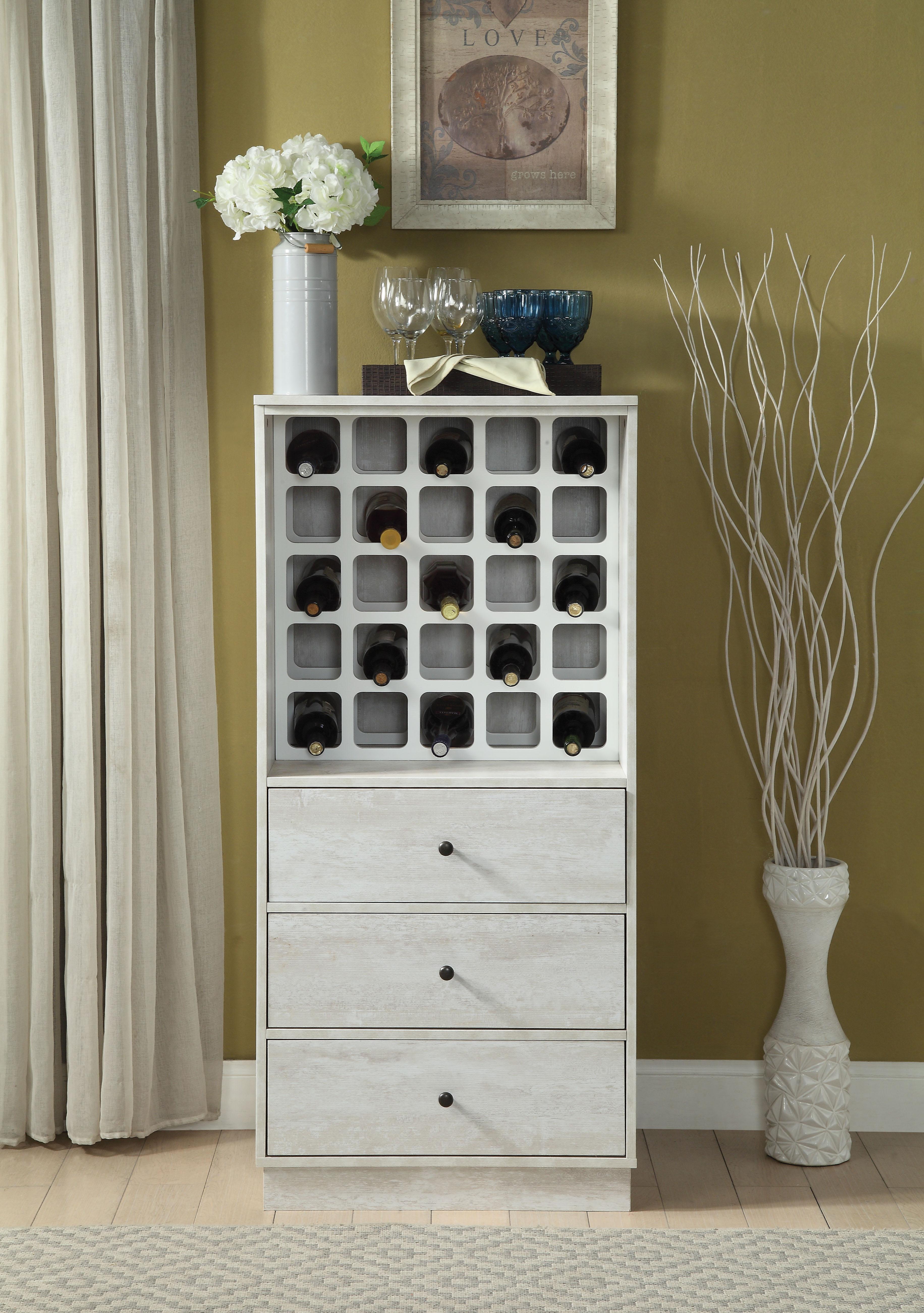 Wiesta Antique White Wine Cabinet - Luxury Home Furniture (MI)