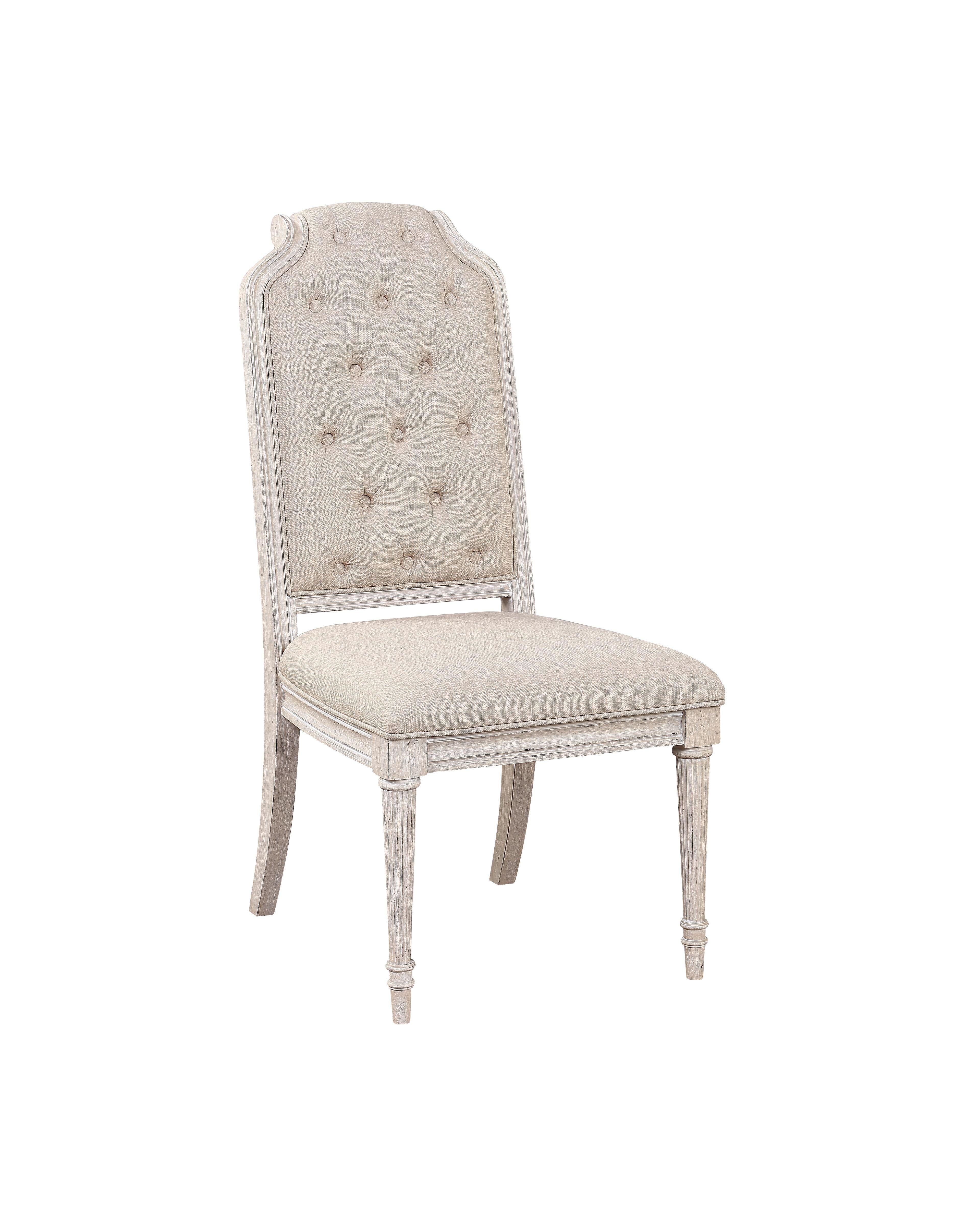 Wynsor Fabric & Antique Champagne Side Chair - Luxury Home Furniture (MI)