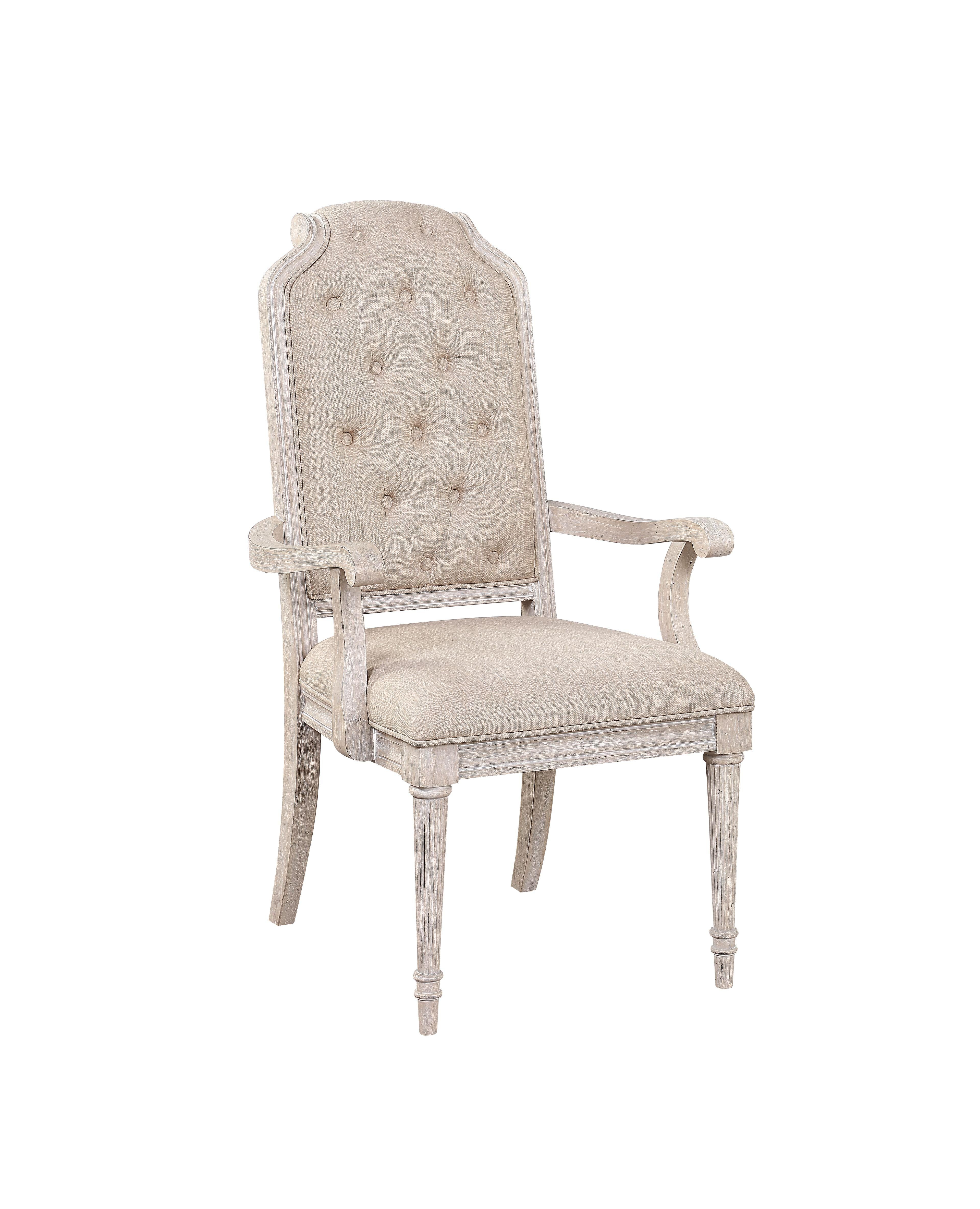 Wynsor Fabric & Antique Champagne Arm Chair - Luxury Home Furniture (MI)