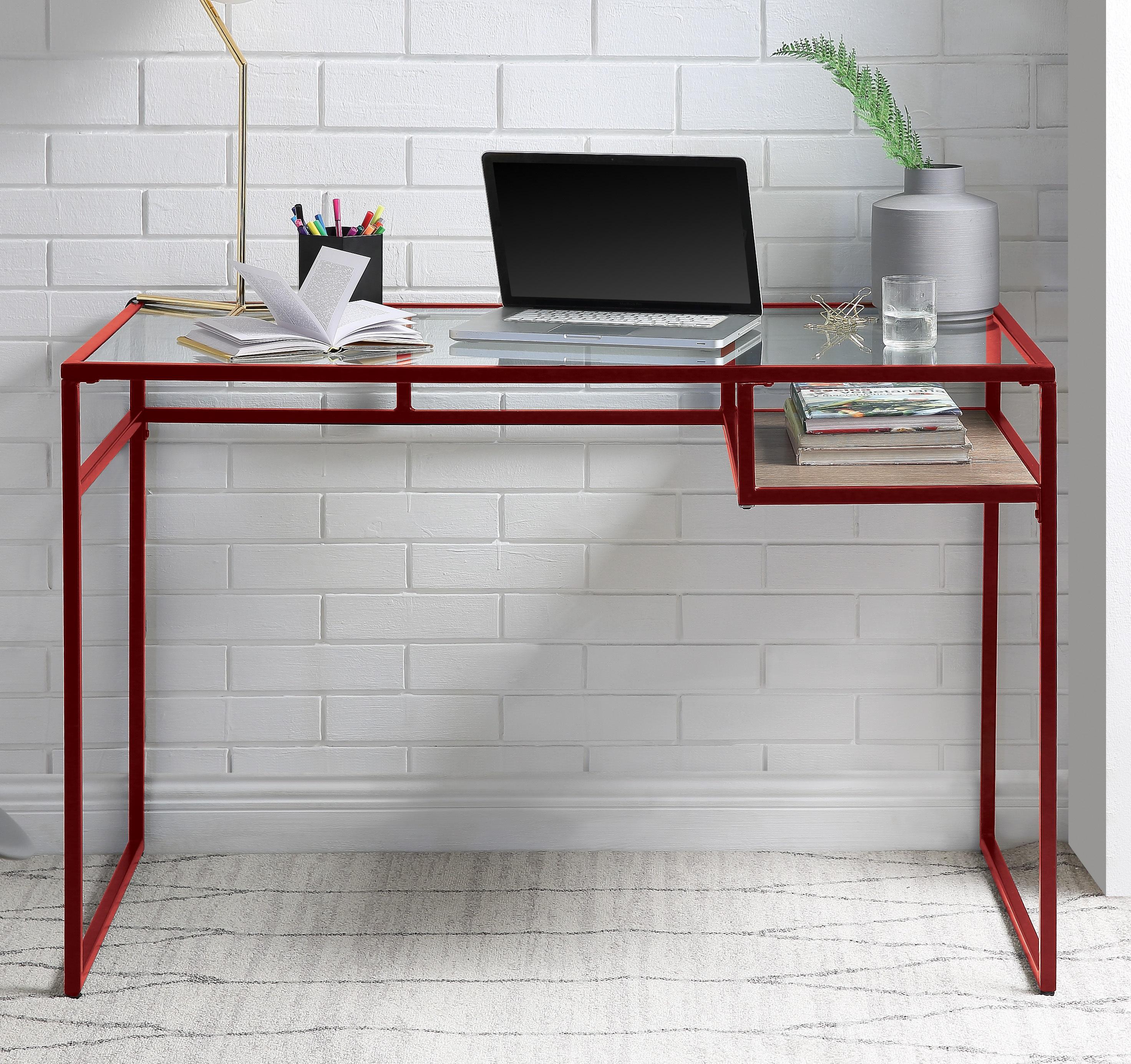 Yasin Red & Glass Desk - Luxury Home Furniture (MI)