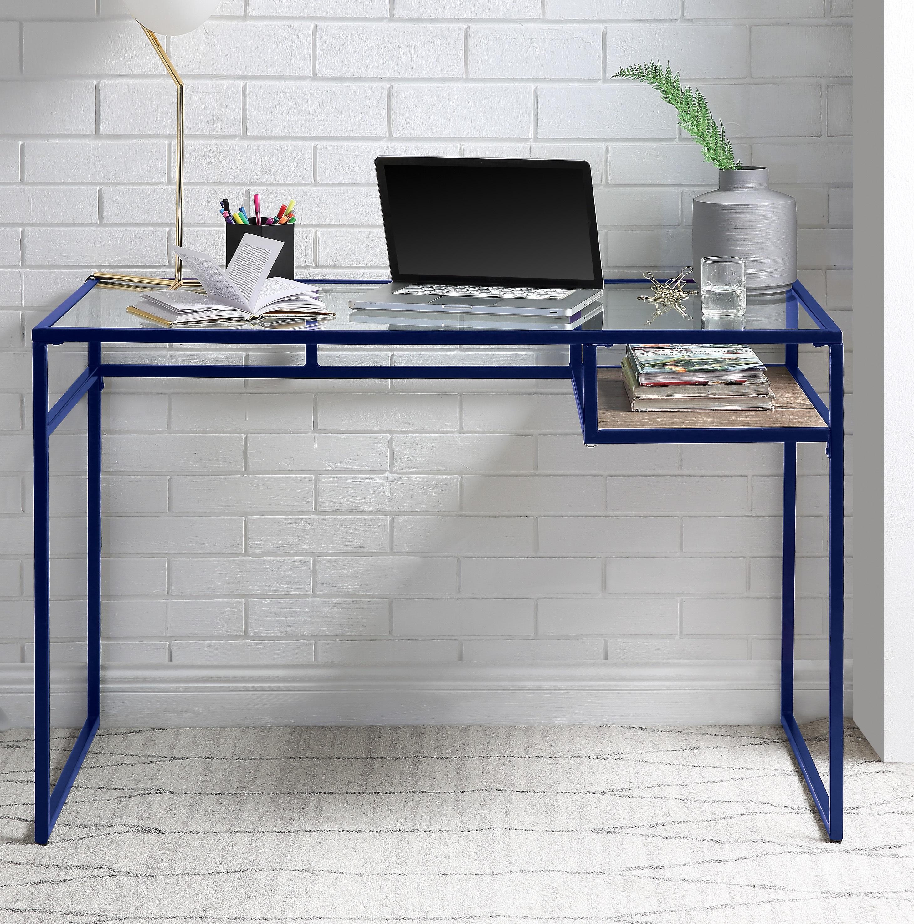 Yasin Blue & Glass Desk - Luxury Home Furniture (MI)