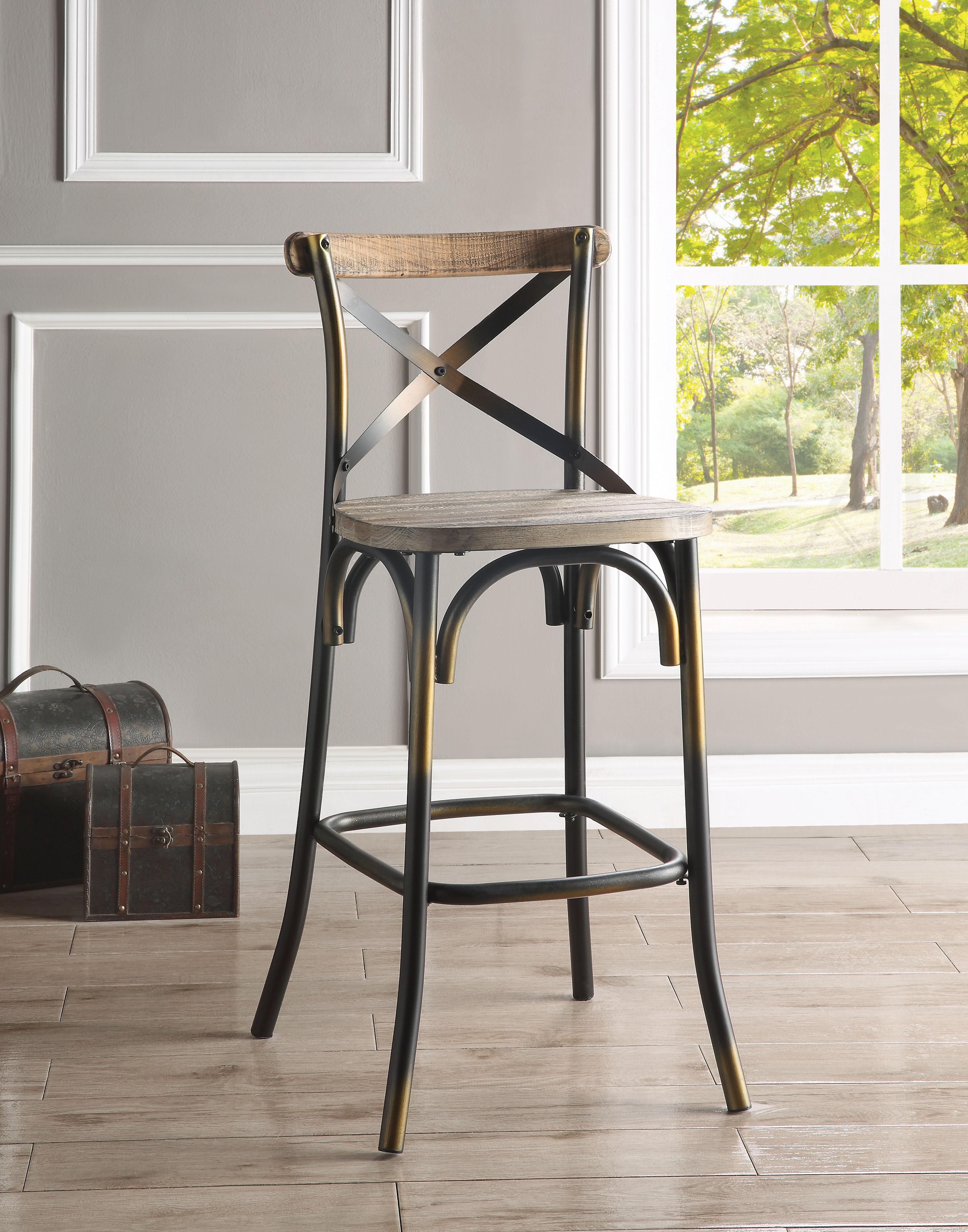 Zaire Antique Copper & Antique Oak Bar Chair (1Pc) - Luxury Home Furniture (MI)