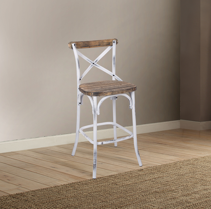 Zaire Antique White & Antique Oak Bar Chair (1Pc) - Luxury Home Furniture (MI)