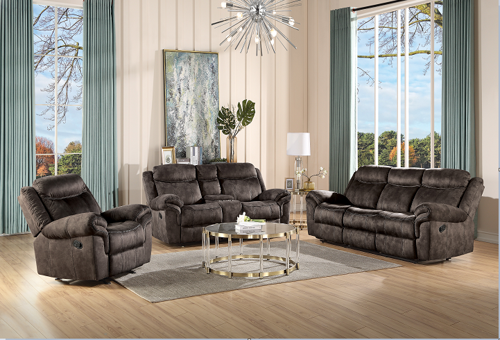 Zubaida 2-Tone Chocolate Velvet Sofa (Glider & Motion) - Luxury Home Furniture (MI)