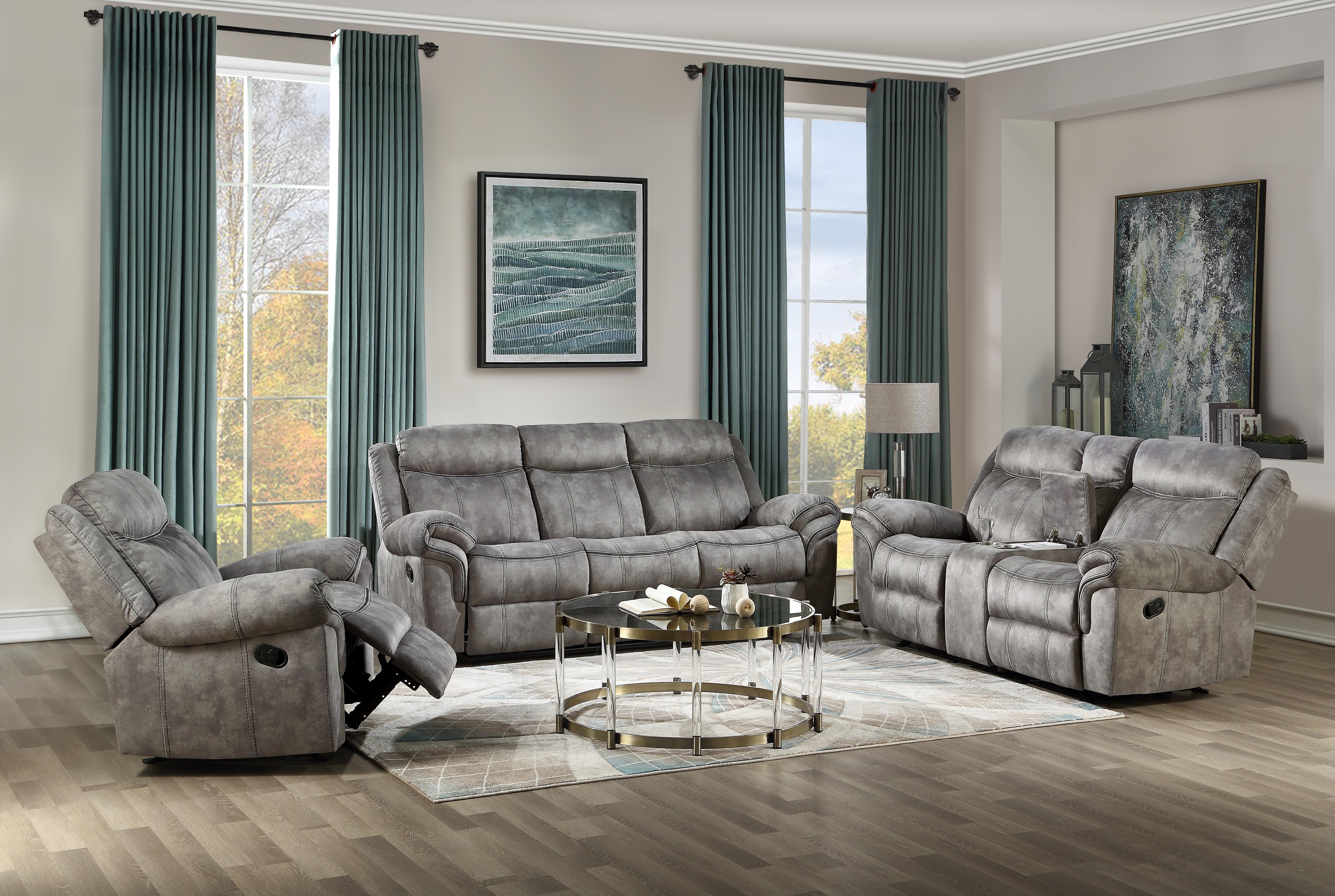 Zubaida 2-Tone Gray Velvet Sofa (Glider & Motion) - Luxury Home Furniture (MI)