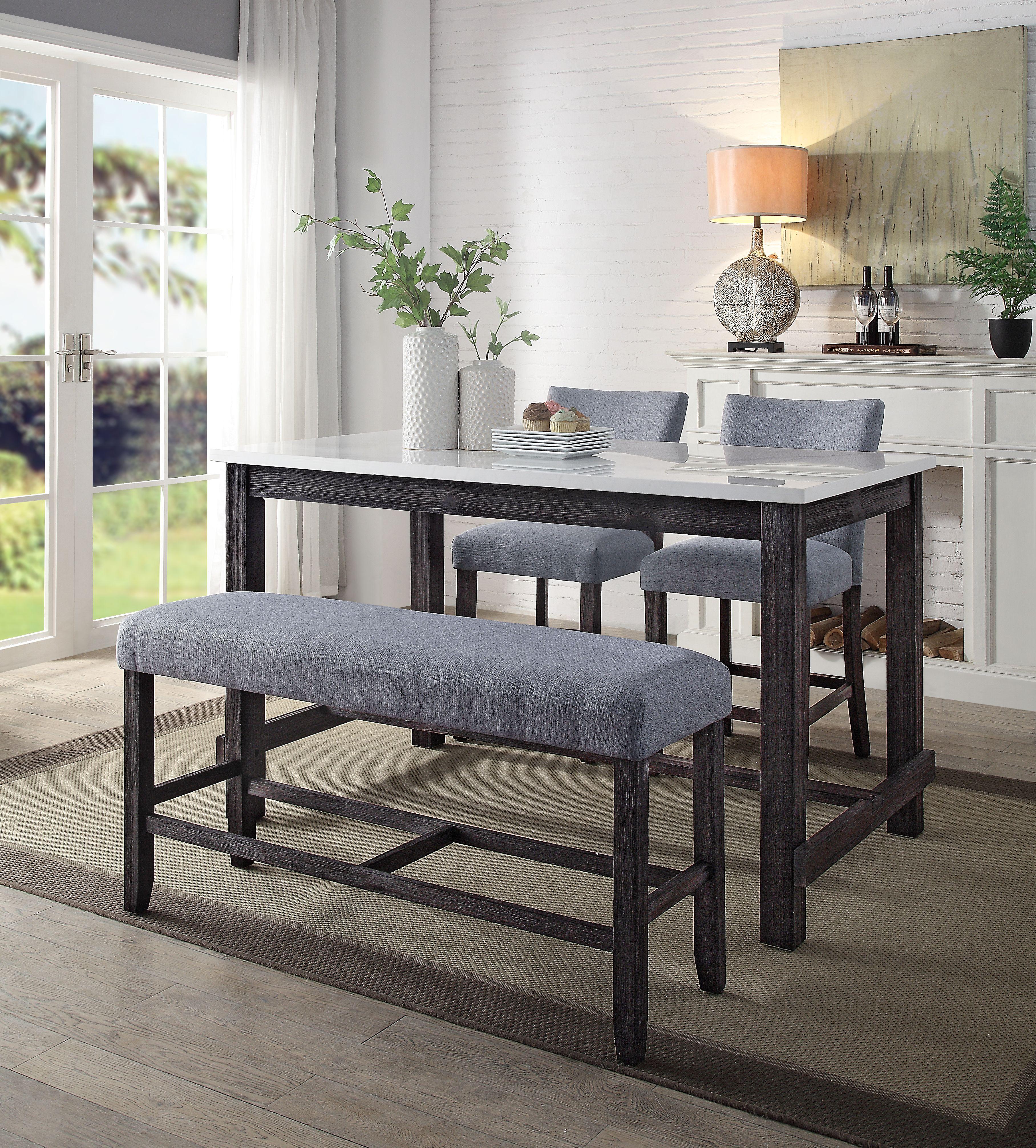 Yelena Marble & Weathered Espresso Counter Height Table - Luxury Home Furniture (MI)