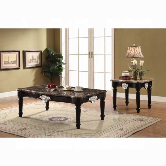 Ernestine Marble & Black Coffee Table - Luxury Home Furniture (MI)