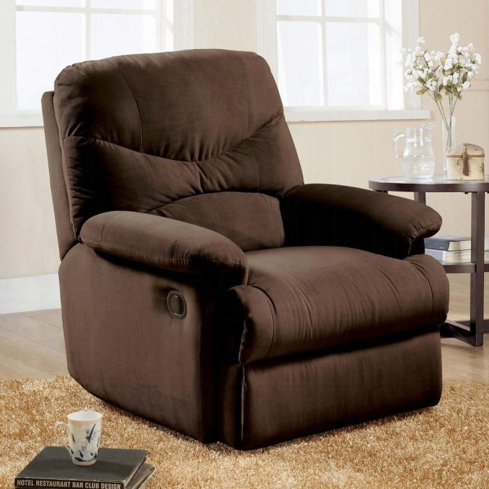 Arcadia Chocolate Microfiber Recliner (Motion) - Luxury Home Furniture (MI)
