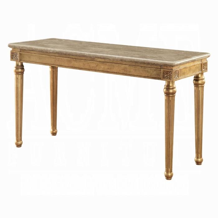 Acme Furniture Daesha Sofa Table in Marble/Antique Gold 81718 - Luxury Home Furniture (MI)