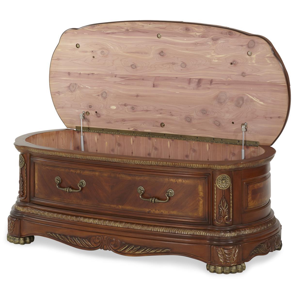 Cortina Leather Bedside Bench in Honey Walnut - Luxury Home Furniture (MI)
