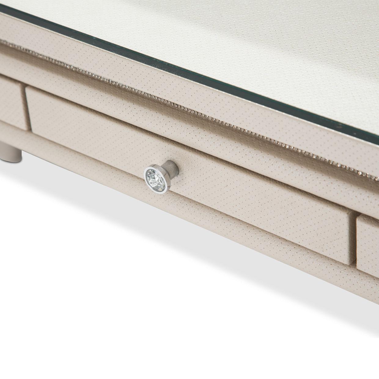 Glimmering Heights 2pc Writing Desk w/Glass Top in Ivory - Luxury Home Furniture (MI)