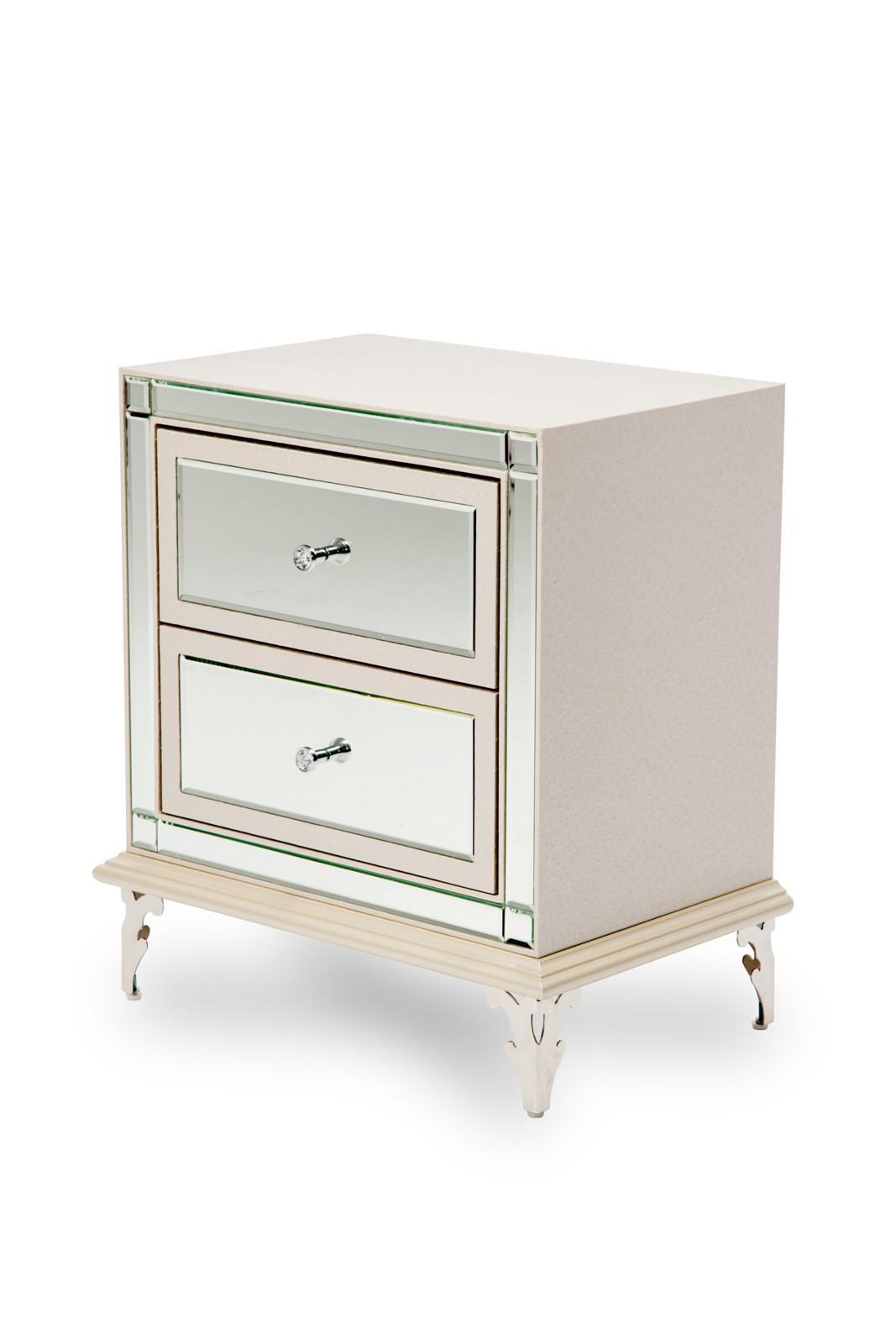 Hollywood Loft Upholstered Nightstand in Frost - Luxury Home Furniture (MI)