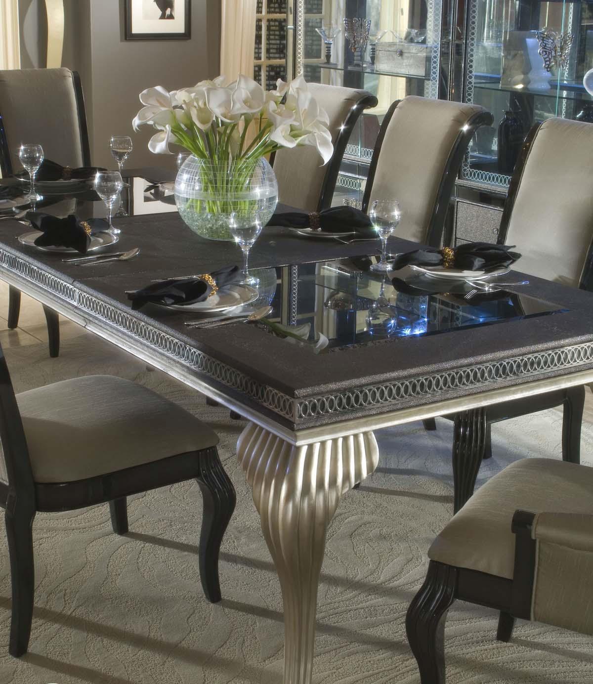 Hollywood Swank Leg Dining Table in Pearl Caviar - Luxury Home Furniture (MI)