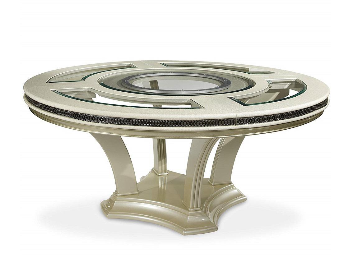 Hollywood Swank Round Dining Table in Pearl Caviar - Luxury Home Furniture (MI)