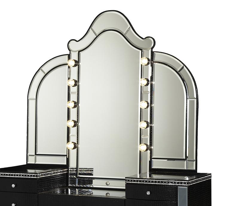 Hollywood Swank Vanity Mirror in Black Iguana - Luxury Home Furniture (MI)