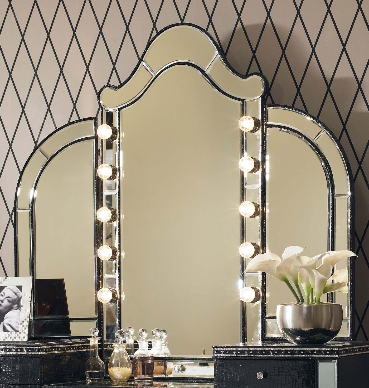 Hollywood Swank Vanity Mirror in Black Iguana - Luxury Home Furniture (MI)