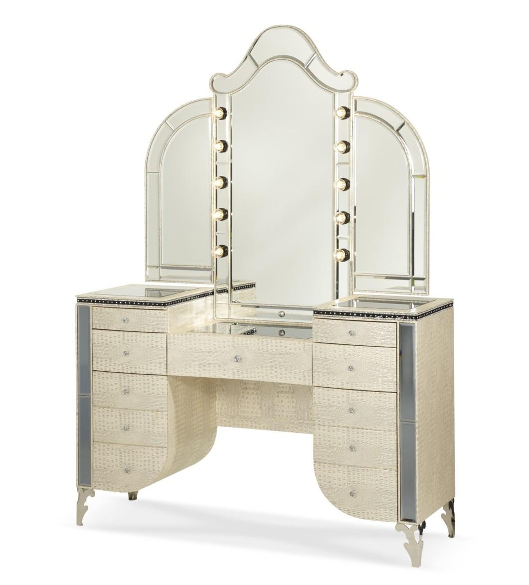 Hollywood Swank Vanity Mirror in Crystal Croc - Luxury Home Furniture (MI)