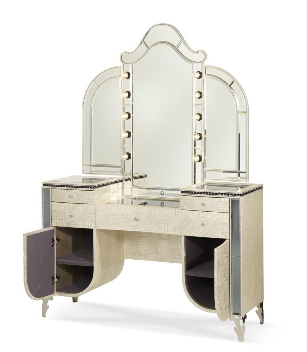 Hollywood Swank Vanity Mirror in Crystal Croc - Luxury Home Furniture (MI)