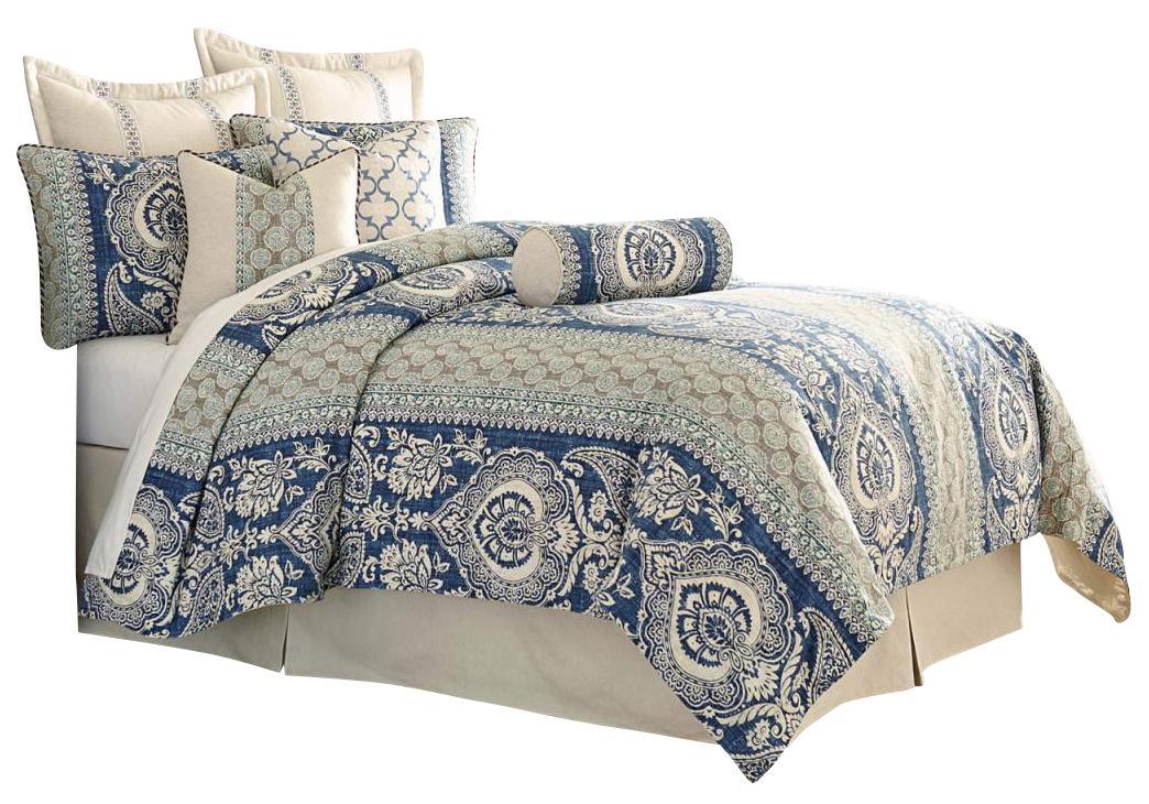 La Rochelle 9-pc Queen Comforter Set in Cadet - Luxury Home Furniture (MI)
