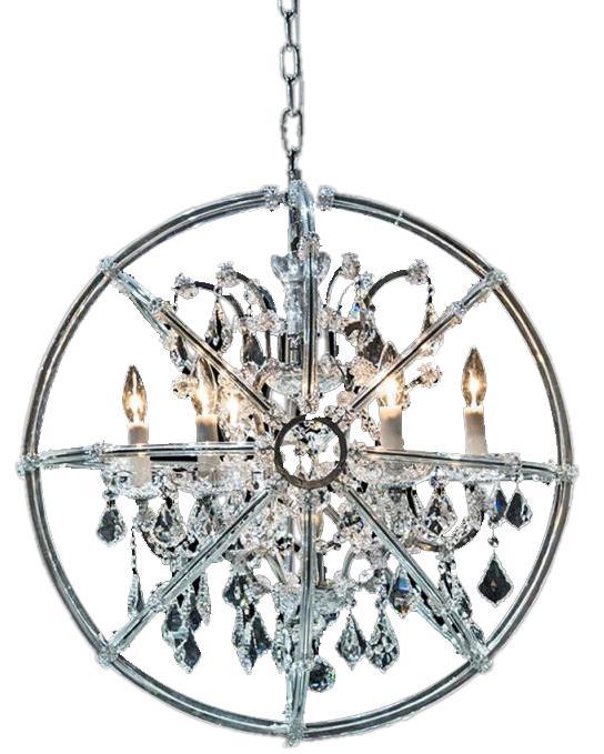 Lighting Pena 6 Light Chandelier in Clear and Chrome - Luxury Home Furniture (MI)