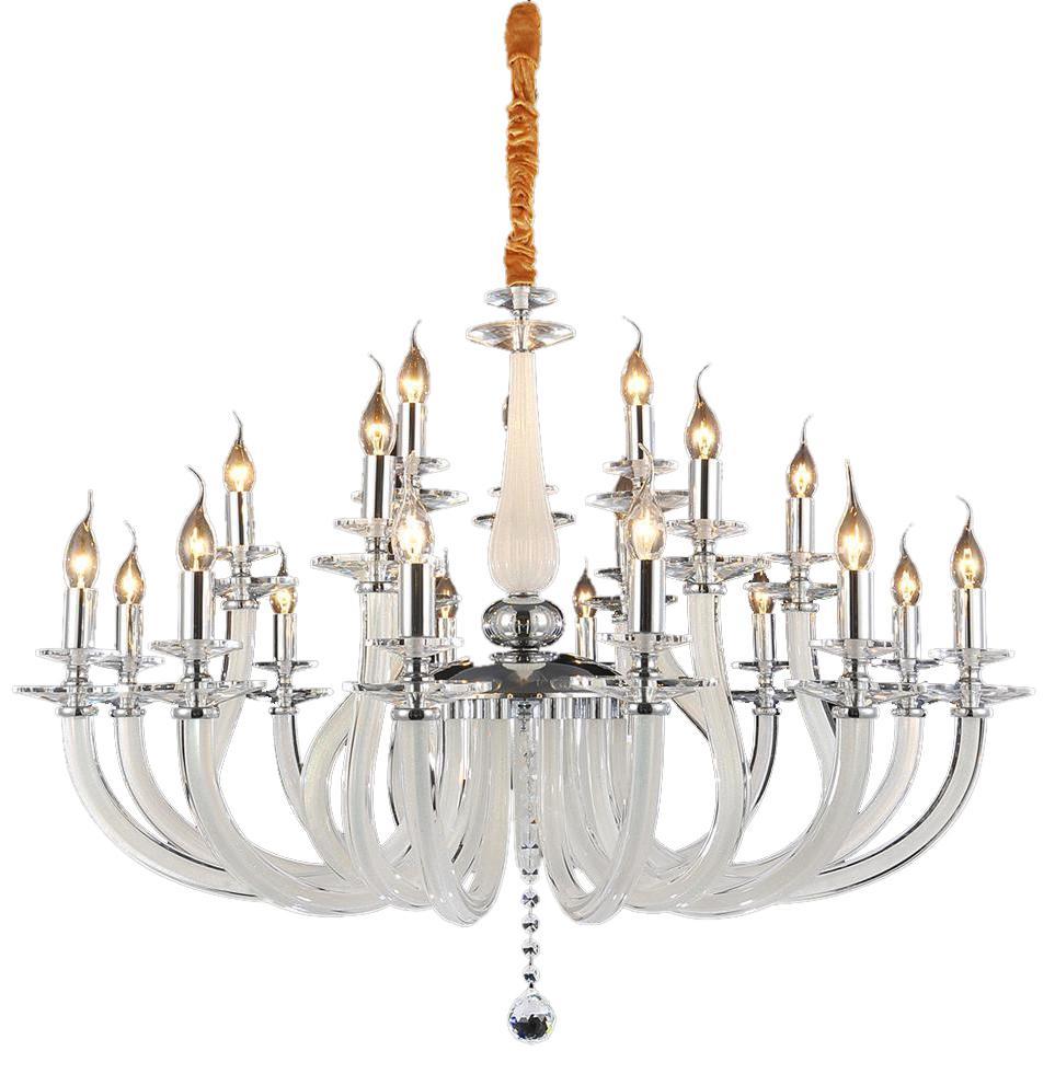 Lighting San Marco 21 Light Chandelier in Opalescent and Chrome