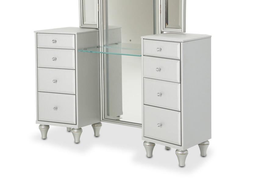 Melrose Plaza Upholstered Vanity in Dove - Luxury Home Furniture (MI)