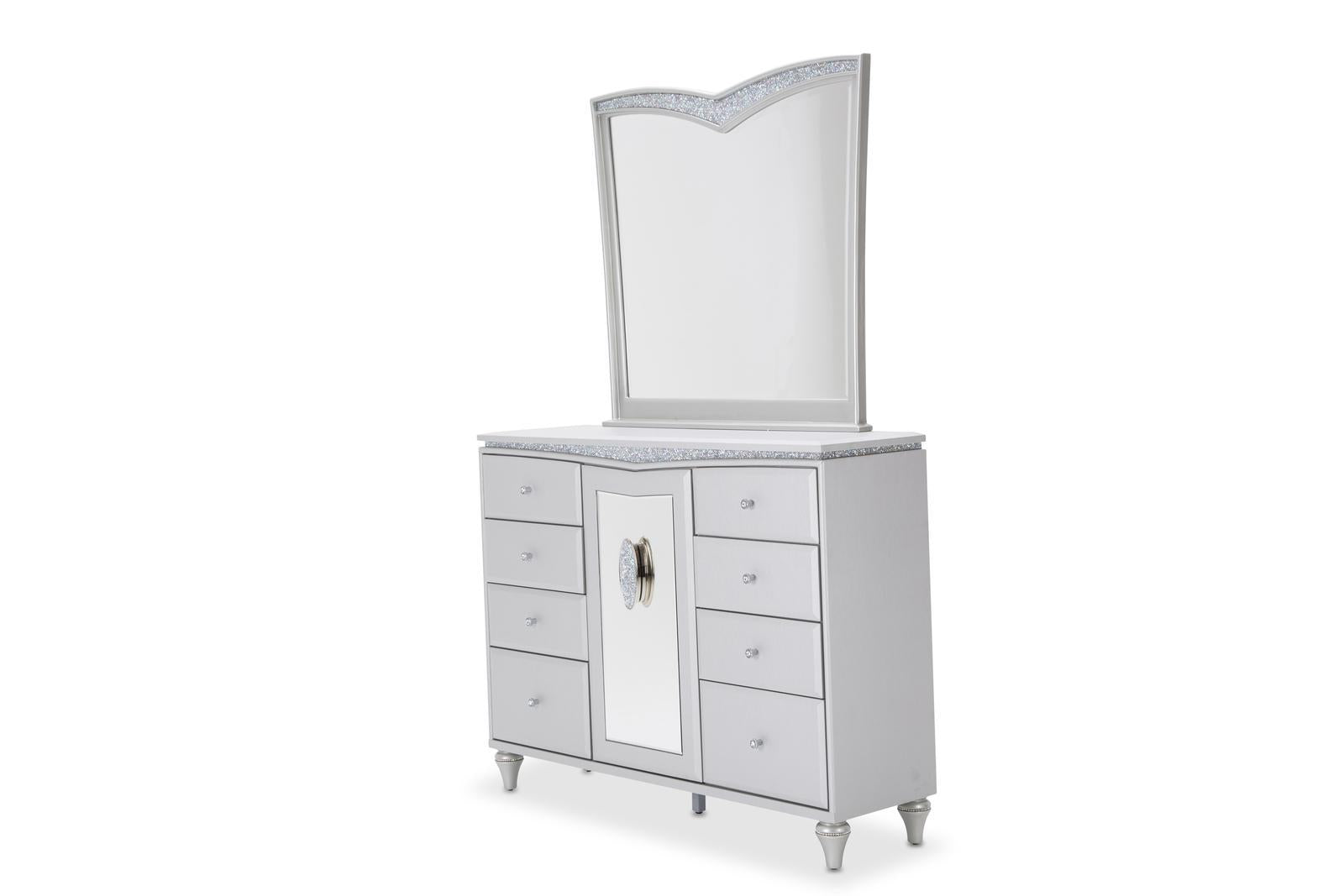 Melrose Plaza Upholstered Dresser in Dove - Luxury Home Furniture (MI)