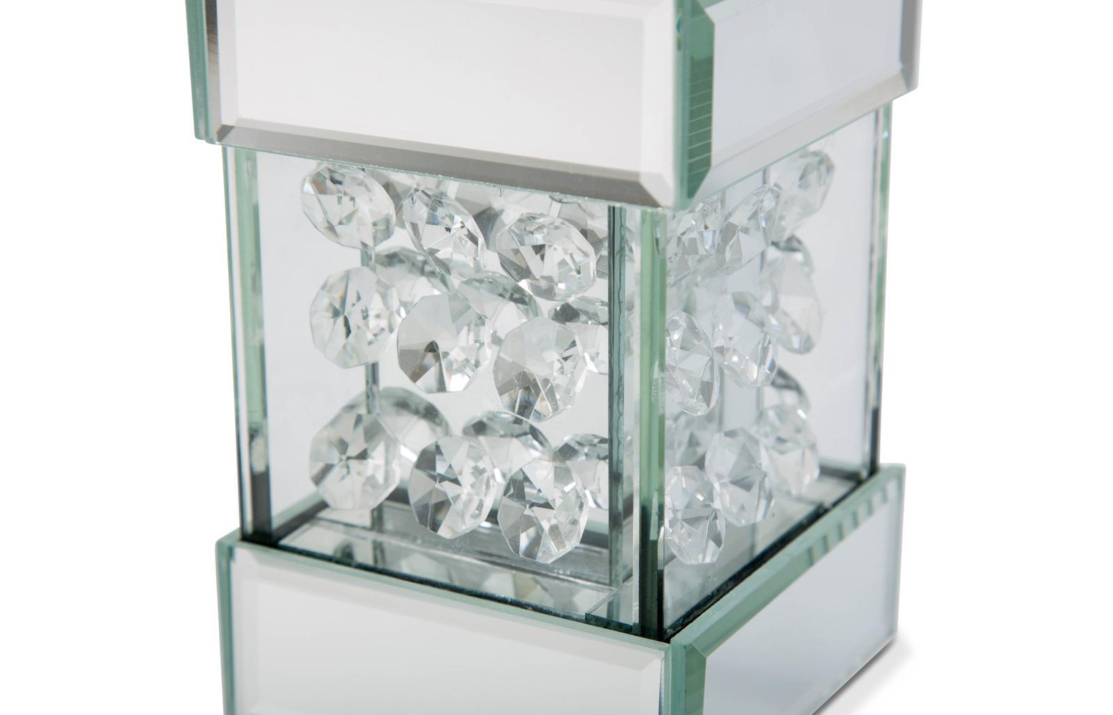 Montreal Mirrored/Crystal Candle Holders, Tall (2/pack) - Luxury Home Furniture (MI)