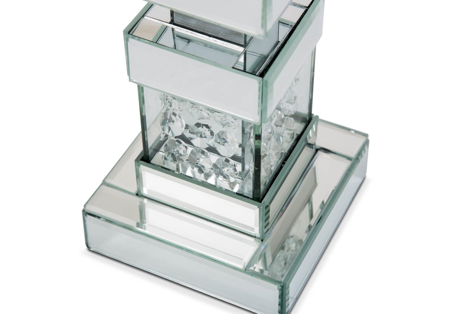 Montreal Mirrored/Crystal Candle Holders, Tall (2/pack) - Luxury Home Furniture (MI)