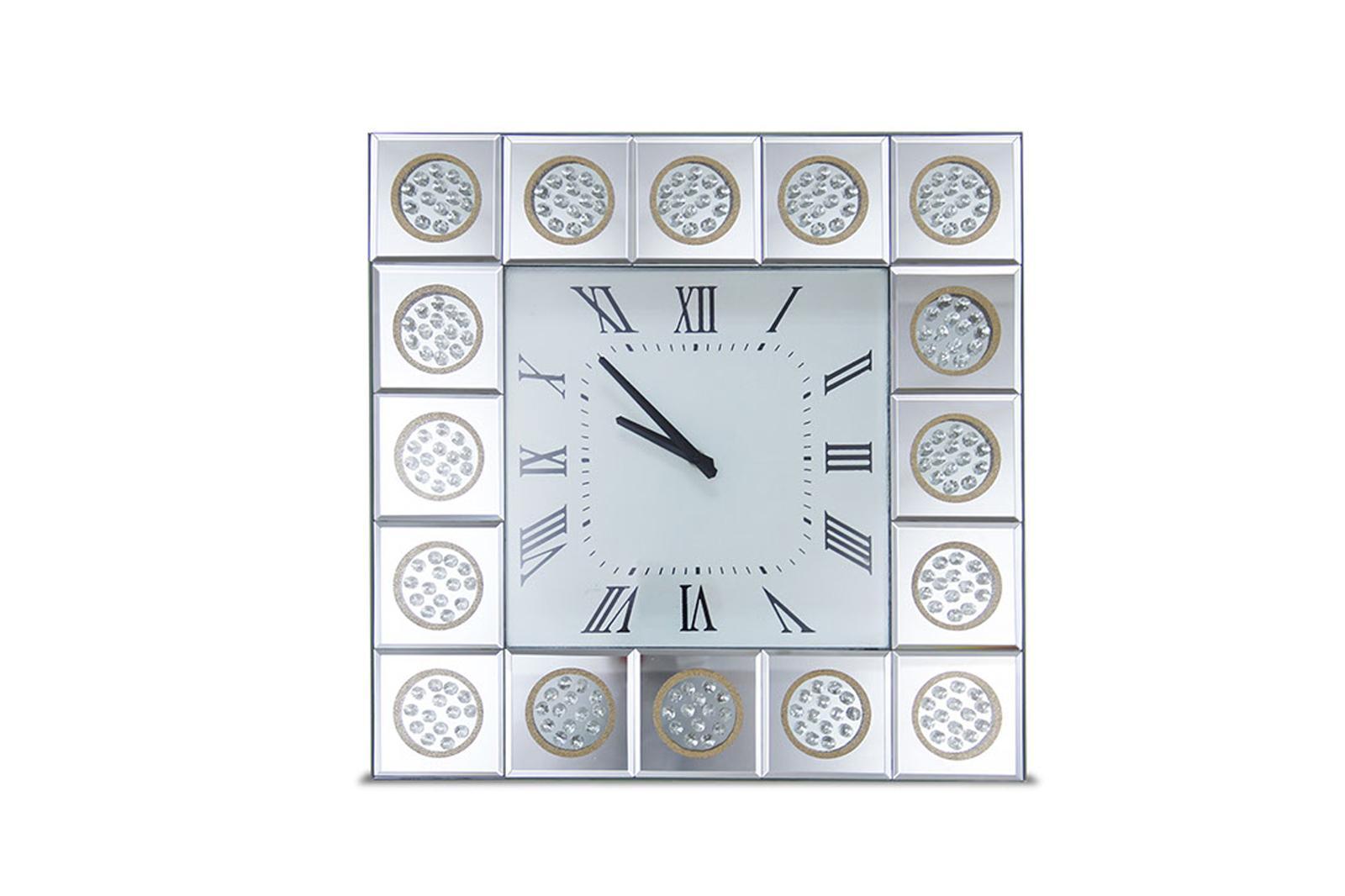 Montreal Square Wall Clock w/Crystal Accents - Luxury Home Furniture (MI)