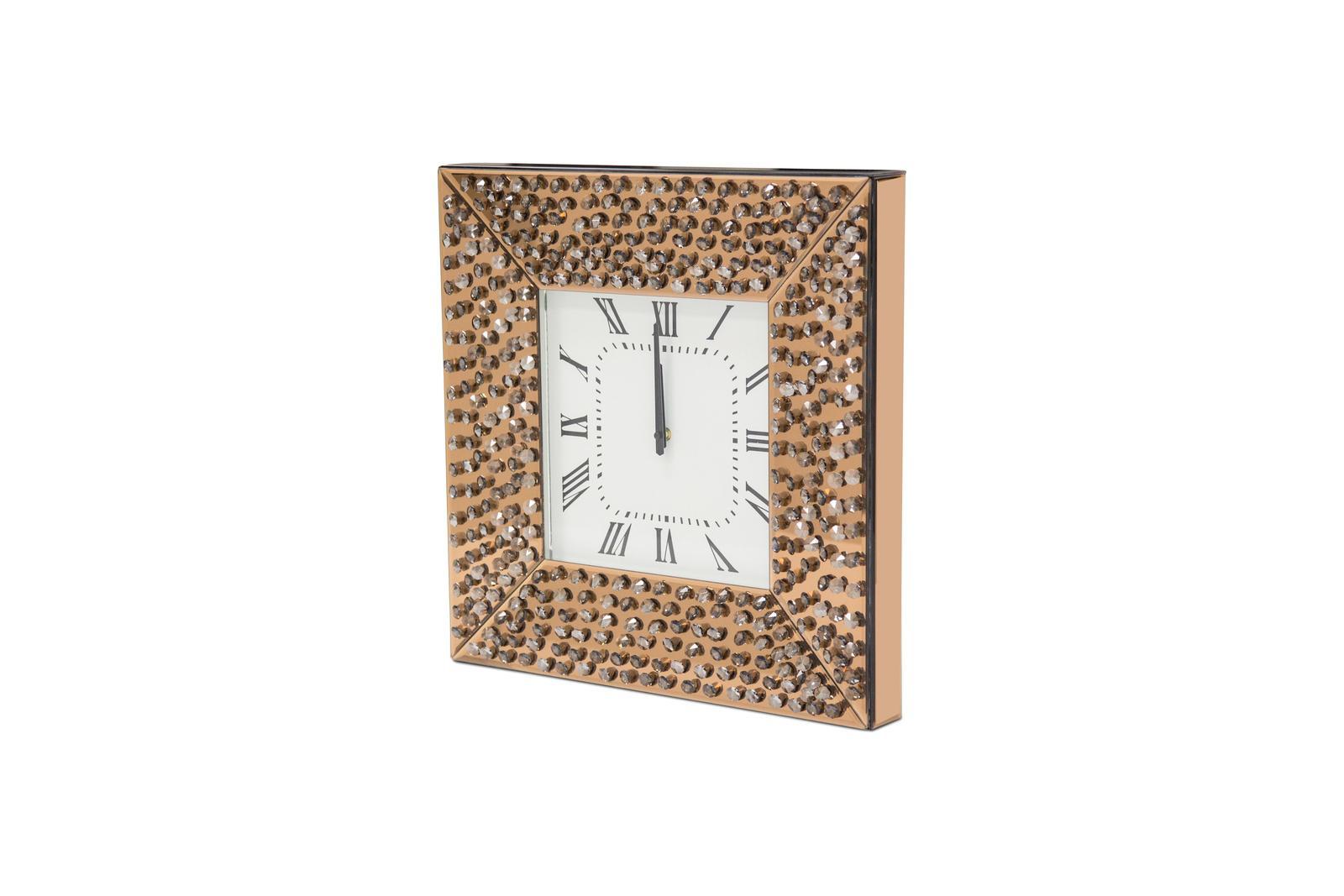 Montreal Square Wall Clock w/Crystal Accents - Luxury Home Furniture (MI)