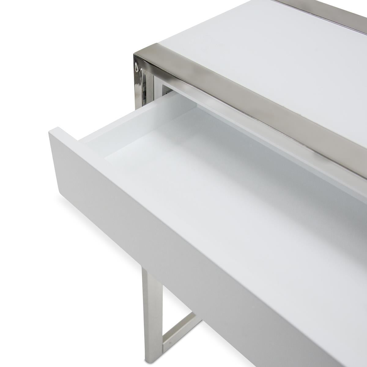 State St Console Table in Glossy White - Luxury Home Furniture (MI)