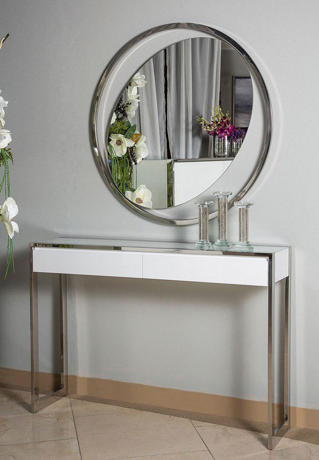 State St Console Table in Glossy White - Luxury Home Furniture (MI)
