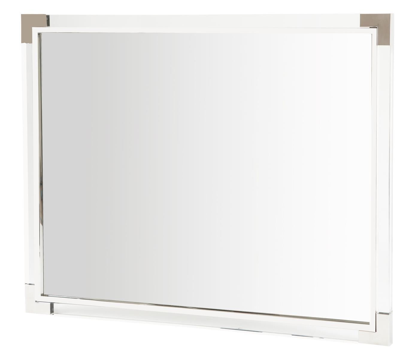 State St Metal Wall Mirror in Glossy White - Luxury Home Furniture (MI)