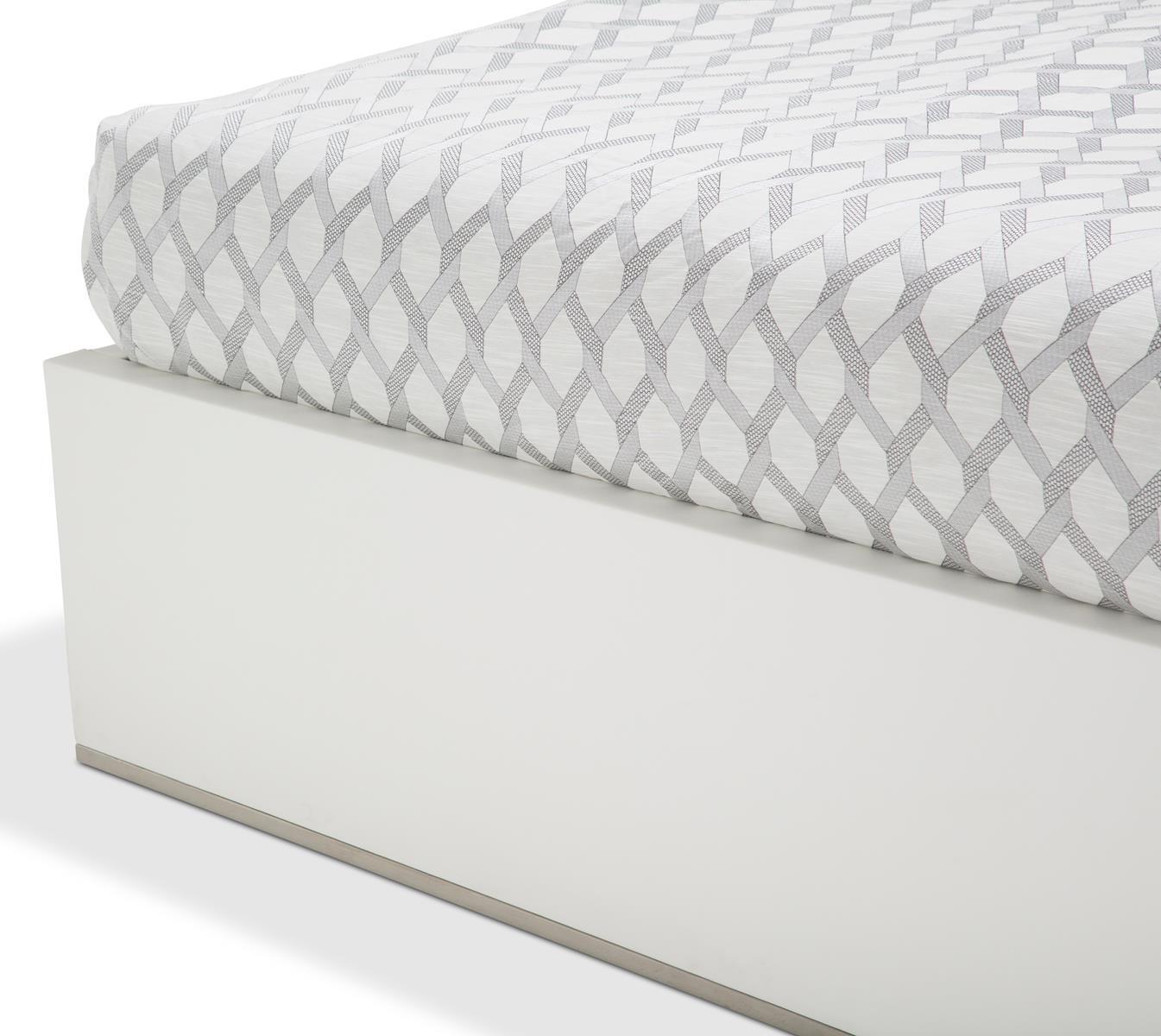 State St Queen Upholstered Panel Bed in Glossy White - Luxury Home Furniture (MI)