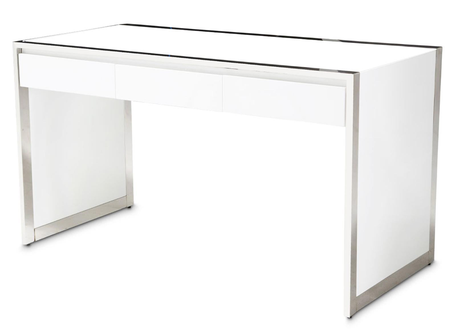 State St Writing Desk in Glossy White - Luxury Home Furniture (MI)
